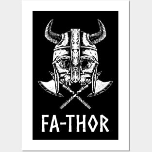 Fa-Thor Nordic Viking Skull Father Papa Dad Posters and Art